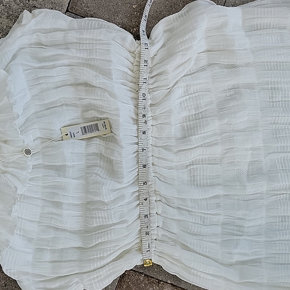 Max Studio White Gauzy Cotton Tiered Midi Dress Sz L Lined - Picture 7 of 10